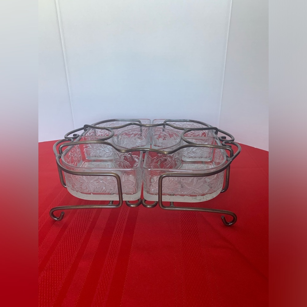 PRINCESS HOUSE Fantasia Crystal Chip 'n Dip Set, 2 Pc Metal Rack & Four Sides